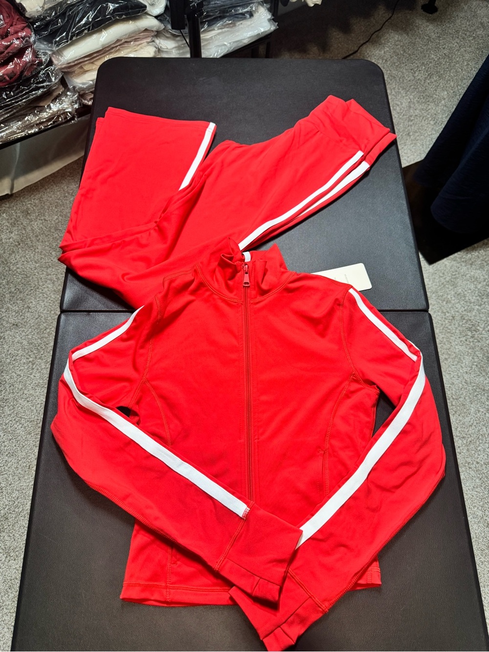 Love Tree Red Track Jacket and Joggers with White Stripes